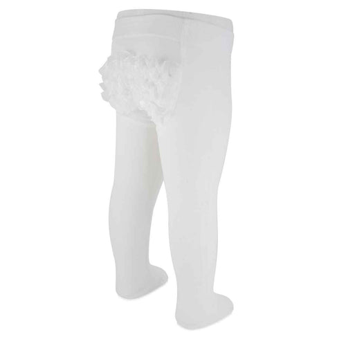 White Baby Girls Tights with Ruffles | 0-9M 9-18M