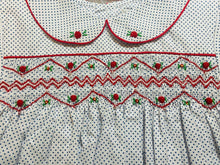 Blue Dot Red Embroidered Smocked Dress | 2T