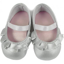 Silver Leather Like Ruffle Skimmer Shoes | Size 1
