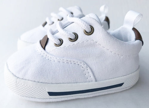 White Canvas Lace-Up Sneaker | Baby Size 0 1 2 3