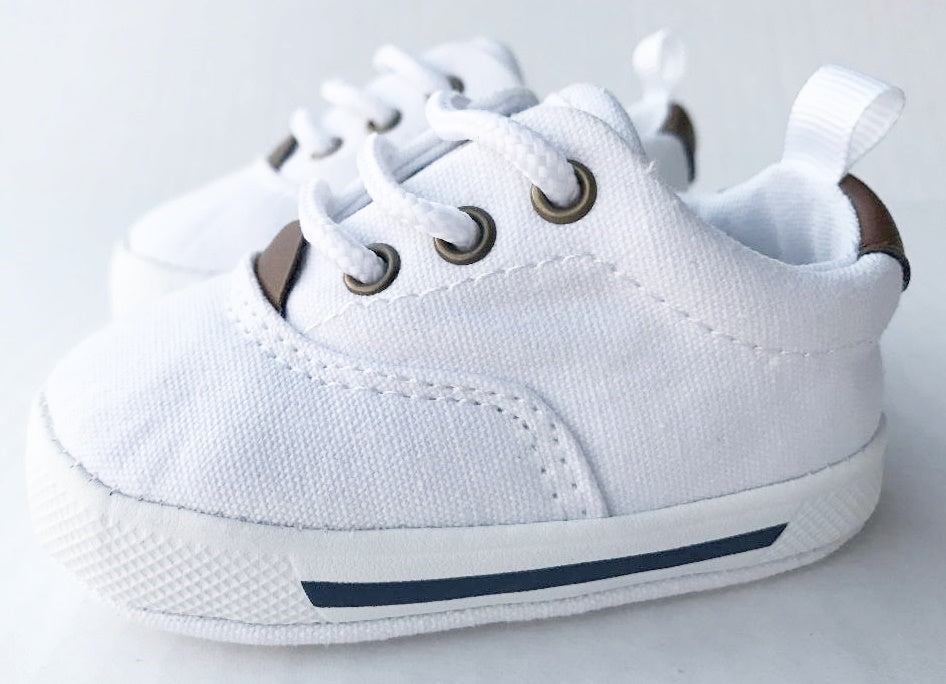 White Canvas Lace-Up Sneaker | Baby Size 1 2 3