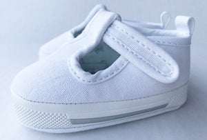 White Canvas T-Strap Sneaker | Baby Size 1 2 3