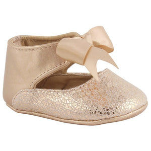 Rose Gold Soft Sole Dress Flats Shoes with Bow | Size 1 2 3