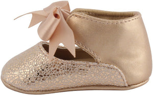 Rose Gold Soft Sole Dress Flats Shoes with Bow | Baby Size 2