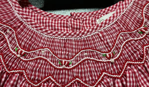Red Gingham Smocked Dress with Pearls | 2T 3T 4T