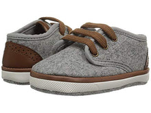 Gray Heathered Faux Wool Lowtop Sneakers with Brown Trim | Baby Size 1 2