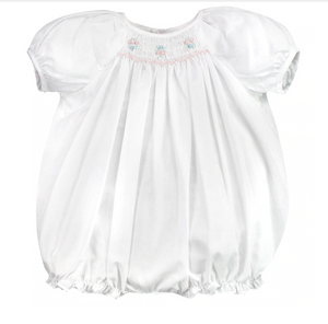 White Smocked Bubble with Hat | Preemie or Newborn