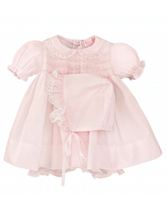 Pink Lace Smocked Dress Set with Hat | Preemie or Newborn