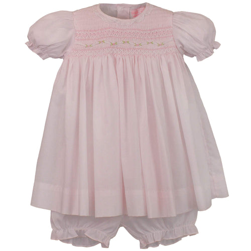 Pink Smocked Dress Set with Lace Trim | 3 or 9 Months