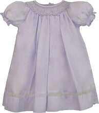 Lavender Smocked Daygown with Voile Insert and Bonnet | 3 Months