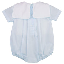 Light Blue Train Pleated Bubble Romper and Hat Set | 3 6 9 Months
