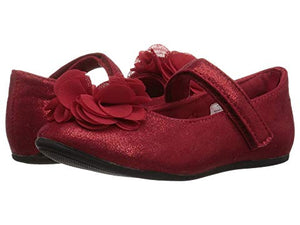 Red Sparkle Shimmer Mary Jane Shoes w/Flower | Baby Toddler 3 4 5 6 7