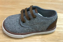 Gray Heathered Faux Wool Low Top Sneaker with Brown Trim * Toddler 3 4 5 6 7