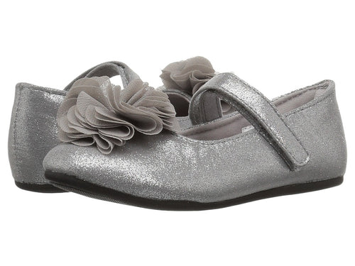 Silver Sparkle Shimmer Mary Jane Shoes w/Flower * Baby Toddler 3 4 5 6 7
