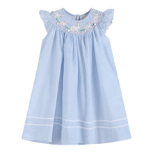 Blue Seersucker Easter Bunny Smocked Bishop Dress | 3-6M 6-12M 12-18M 18-24M 2T 4T 5Y 6Y