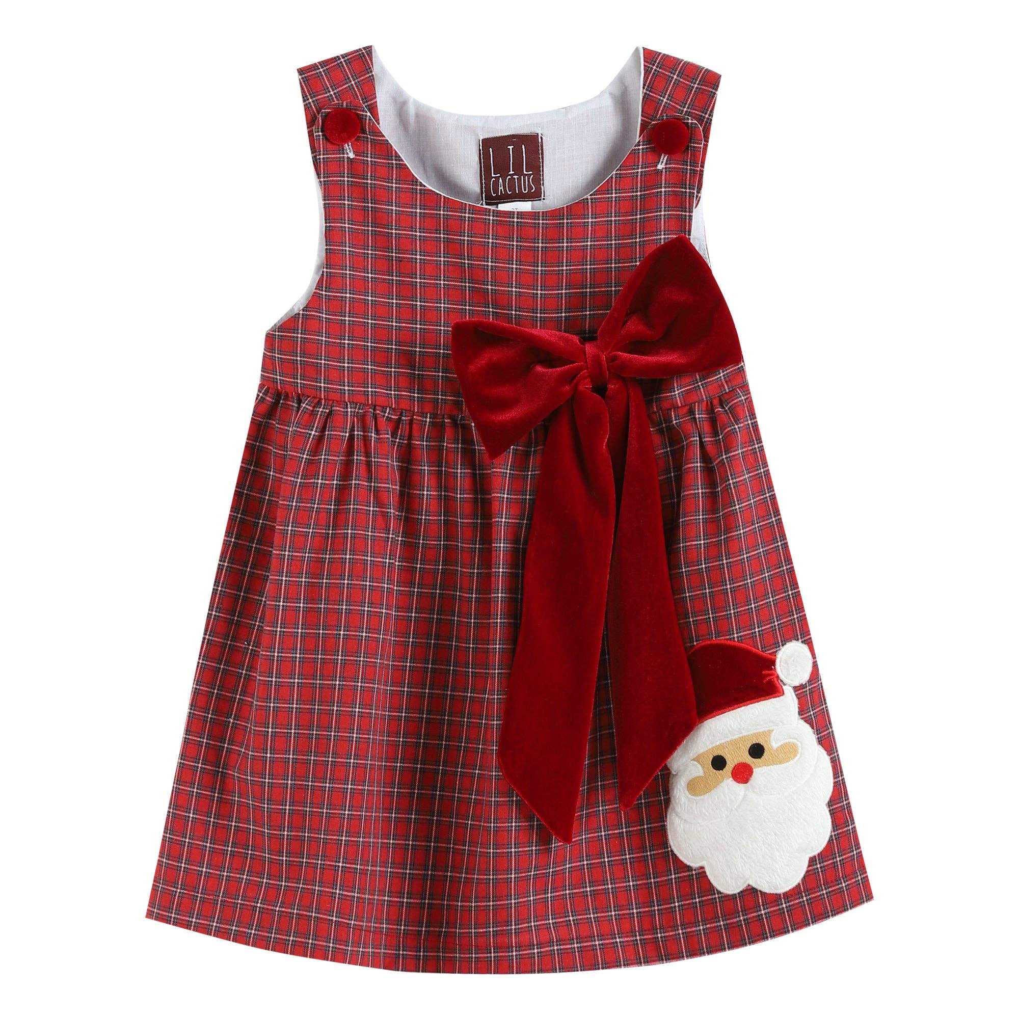 Red Plaid Santa Bow Sleeveless Babydoll Dress | 3-6M 6-12M 12-18M 2T 5 Little Footprints Children's Shop Red Plaid Santa Bow Sleeveless Babydoll Dress | 3-6M 6-12M 12-18M 2T 5 Little Footprints Children's Shop
