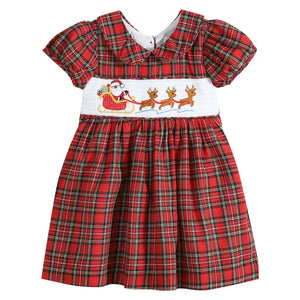 Red Christmas Plaid Santa Sleigh Smocked Dress | 6-12M 12-18M 2T 4T 5Y Little Footprints Children's Shop Red Christmas Plaid Santa Sleigh Smocked Dress | 6-12M 12-18M 2T 4T 5Y Little Footprints Children's Shop