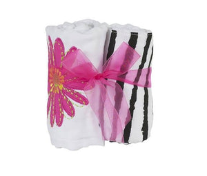 Zebra Pink Flower Double Burp Cloth Set