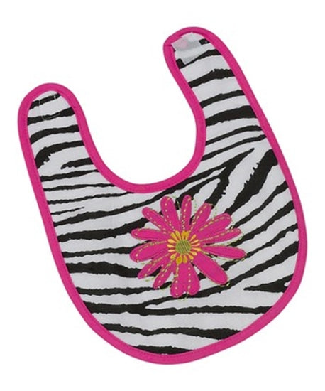 Zebra Pink Daisy Bib with Flower Applique