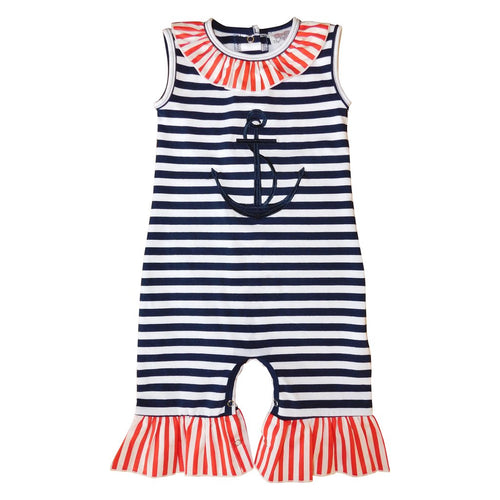 Summer Nautical Anchor Sailor Boutique Romper | 12-18M 18-24M