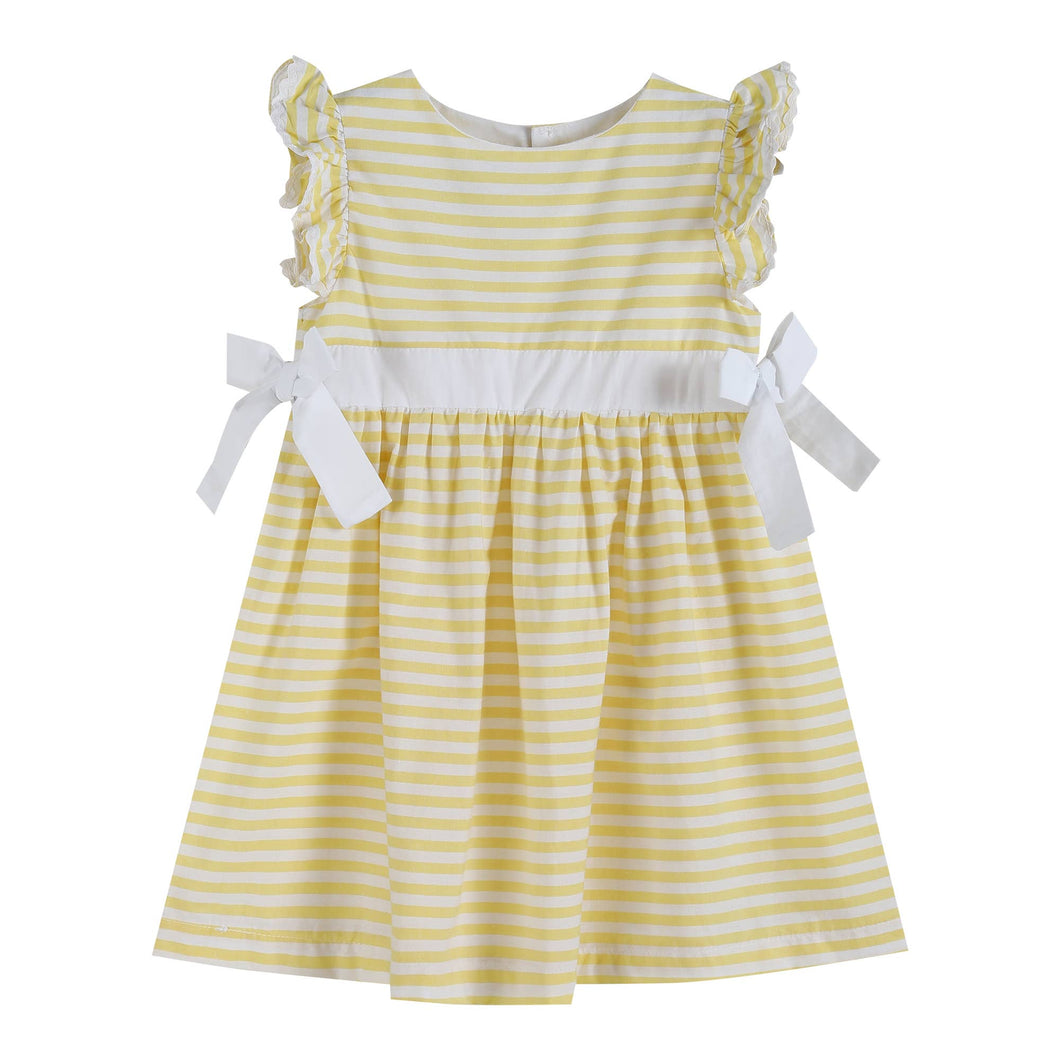 Yellow Striped Ruffle Bow Dress | 3T