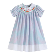 Pink and Blue Gingham Easter Bunny Smocked Bishop Dress | 6 Years
