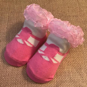 Mary Jane Pink Socks with Ruffles by Maison Chic * 0-6 Months