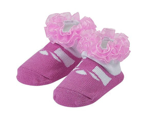 Mary Jane Pink Socks with Ruffles by Maison Chic * 0-6 Months