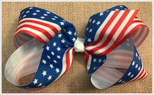 Red White and Blue American Flag Hair Bow 6"