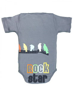 Gray "Guitar Birds" Knit One Piece * 3-6M 18-24M