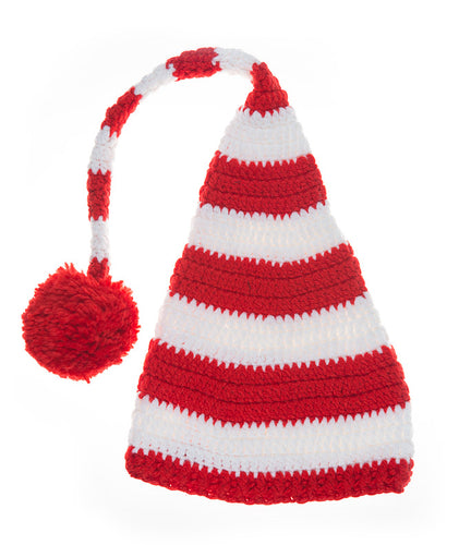 Christmas Red White Striped Baby Elf Knit Hat | 6-12 Months