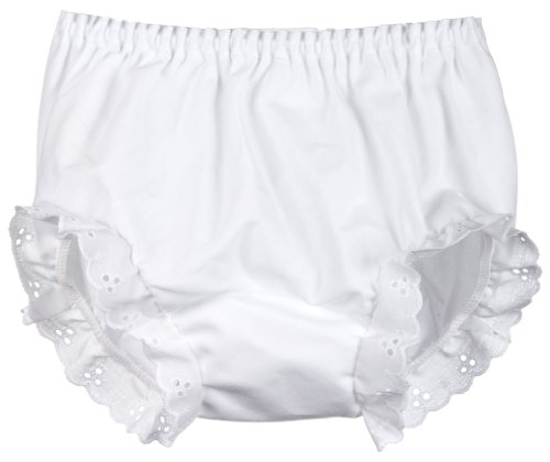 White Eyelet Trimmed Double Seat Diaper Cover Bloomers | Baby Girls Up to 24 Months