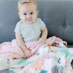 Dinoland Baby & Toddler Pink Minky Blanket | 30x40