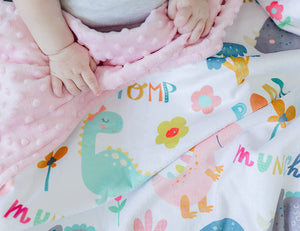 Dinoland Baby & Toddler Pink Minky Blanket | 30x40