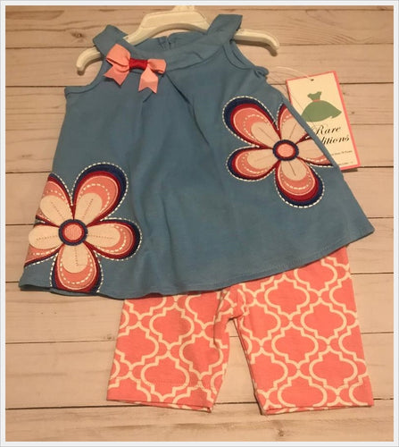 Periwinkle Pink Flower Top and Bike Short Set | 12 Months