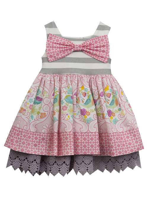 Gray Pink Floral Birds Bow Lace Dress 2T 3T 4T – Little Footprints  Children's Shop