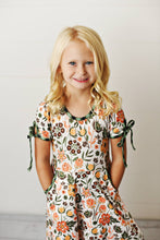 Fall Twirl Dress with Tie Sleeves * Little Girls 4 5 6