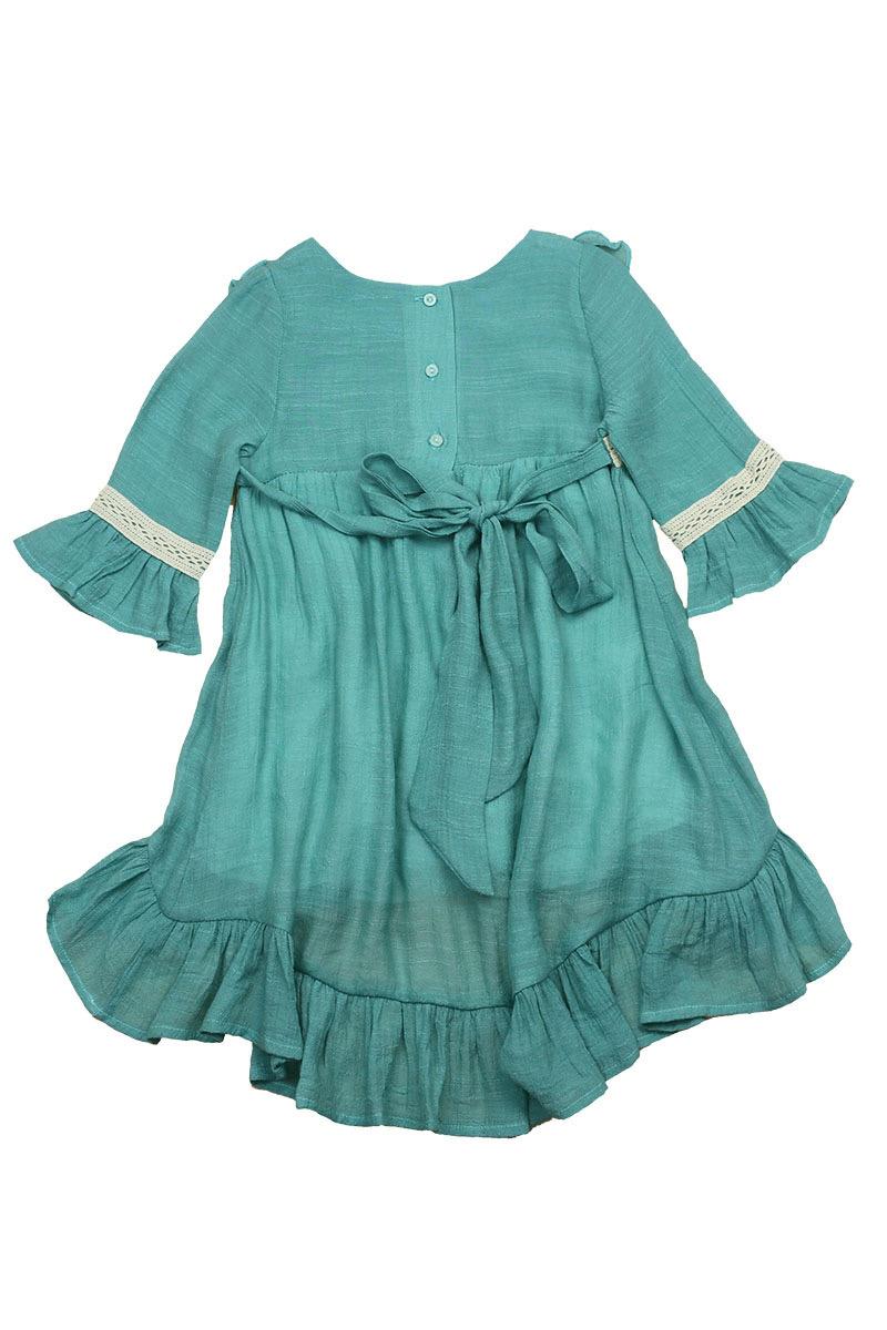 Fresh Mint Blue Hi-Lo Super Soft Cotton Dress by Lele for Kids