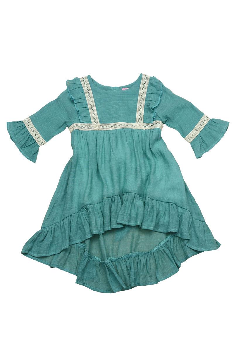 Fresh Mint Blue Hi-Lo Super Soft Cotton Dress by Lele for Kids * 2T 3T 4T 5 6