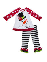 Snowman Let It Snow Top and Ruffled Pants Set | 12 or 24 Months
