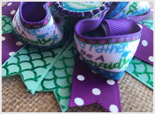 Purple Green I'd Rather Be A Mermaid Bottle Cap Hair Bow 5"