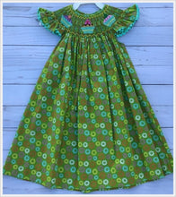 Green Cupcake Smocked Floral Angel Sleeve Dress * 12 Months