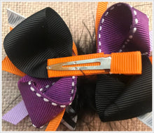 Halloween Orange Purple Zebra Black Marabou Hair Bow 3"