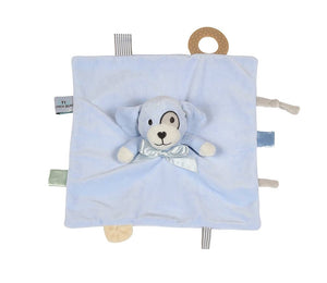 Blue Digby the Dog Rattle Teething Blankie 11"