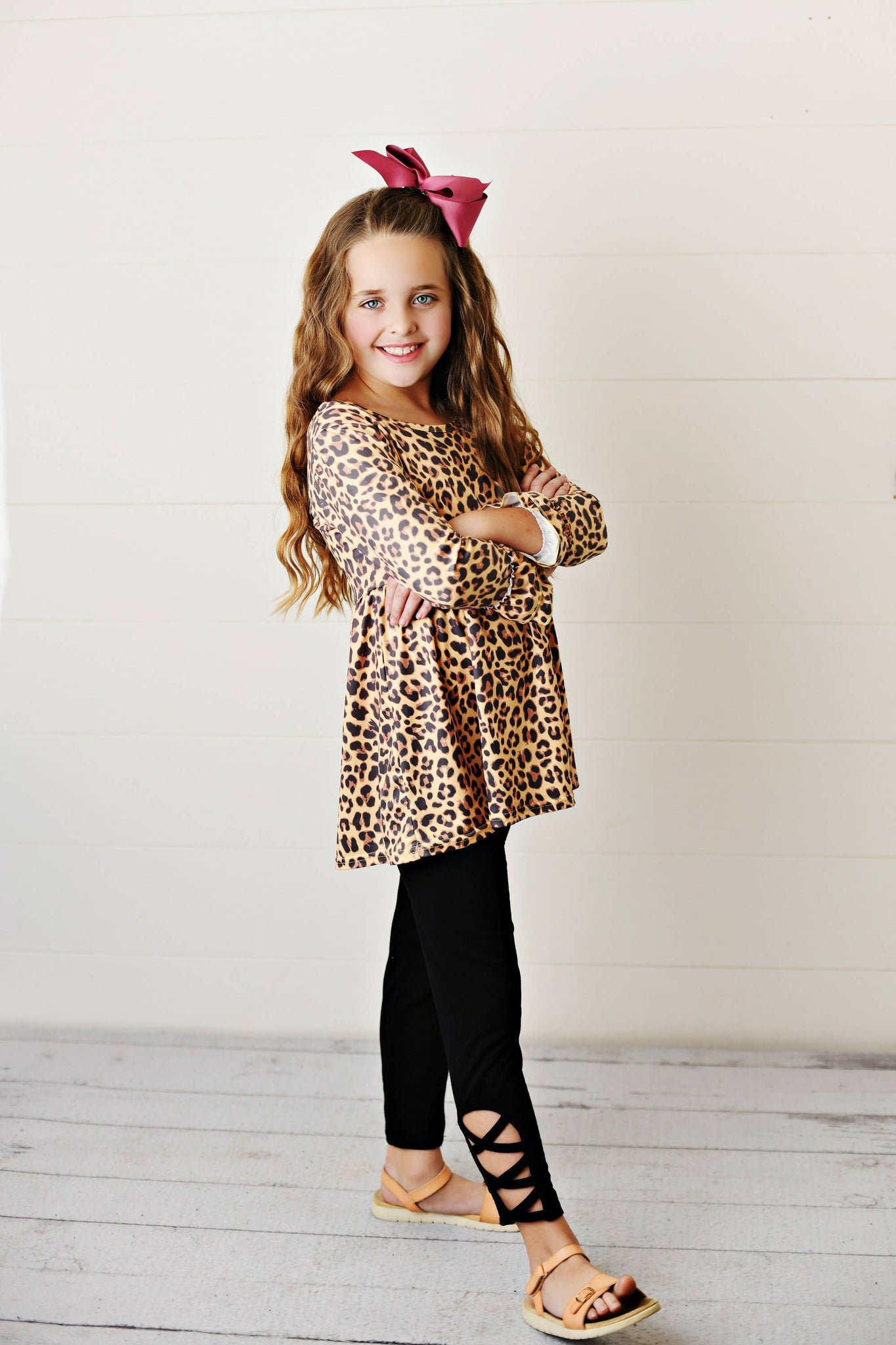Leopard and Black Leggings Set * Little Girls 4 – Little Footprints  Children's Shop