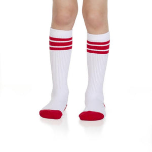 White with Blue and Red Stripes Tube Socks Set by juDanzy * 12-24M 2-4Y 4-6Y