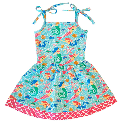 Mermaid Sea Life Aqua Little Girls Dress | Size 6