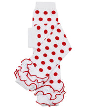 White & Red Ruffled Leg Warmers by juDanzy * 12"