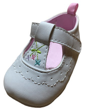 White T-Strap Shoes with Flower Embroidery | Baby Size 1 2