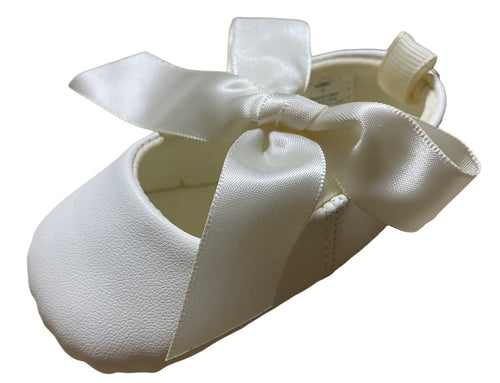 Ivory Ballet Flats Shoes with Satin Ribbon Ties | Baby Size 3